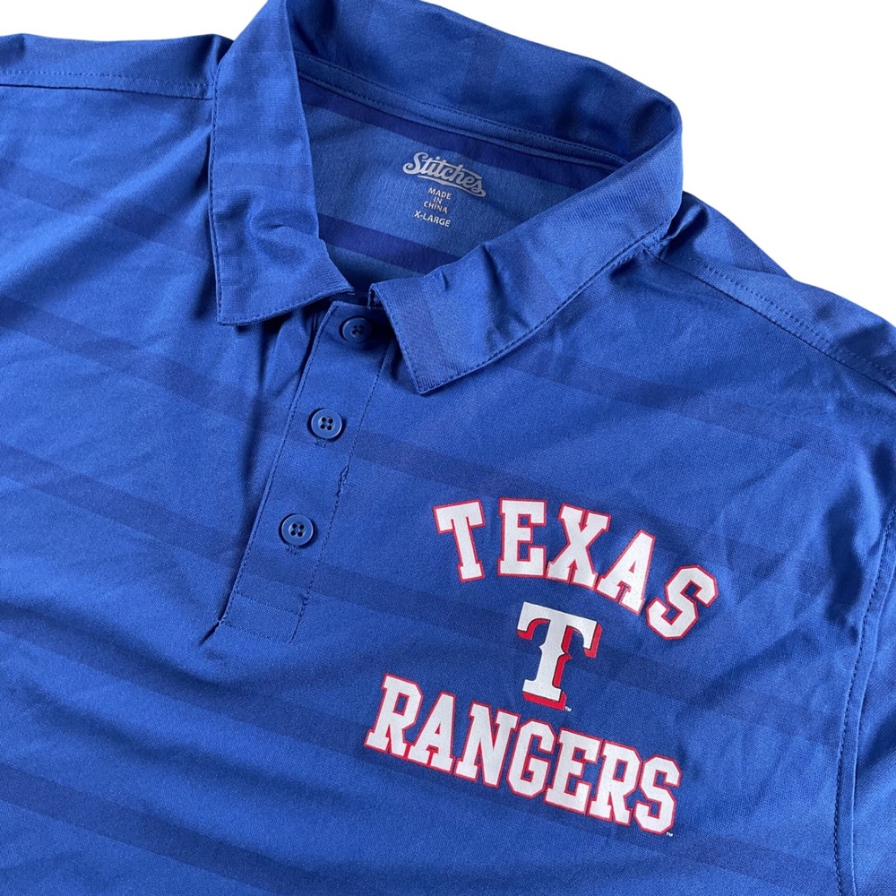 Texas Rangers‎ Royal Blue Stitches Polo Shirt X-Large Baseball Fan Gear